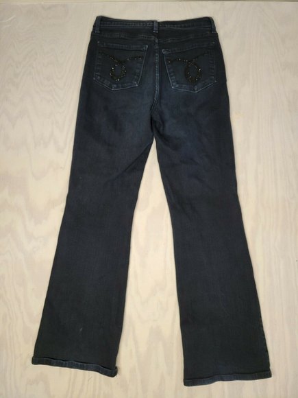 NYDJ Not Your Daughters Jeans Women's SZ 8 Boot Cut Dark Blue Rhinestone Detail - Picture 8 of 11